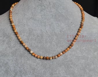 5mm small picture stone necklace,yellow bead necklace,semi precious stone necklace,sweet stone necklace,women necklace, real stone necklace
