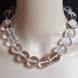 very big quartz bead necklace, 19mm transparent bead necklace, large clear beaded necklace,men necklace, hand knotted each bead,statement