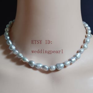 single strand gray baroque pearl necklace,8-10mm freshwater pearl necklace,irregular shape, pearls, bridesmaids gift ,statement necklace
