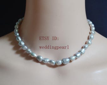 Gray Baroque Pearl Necklace, Freshwater Pearl, Bridesmaid Gift