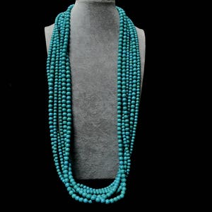 six strand 34 inch turquoise necklace,multi-strand turquoise long necklace, heavy necklace, women necklace, man made turquoise bead jewelry