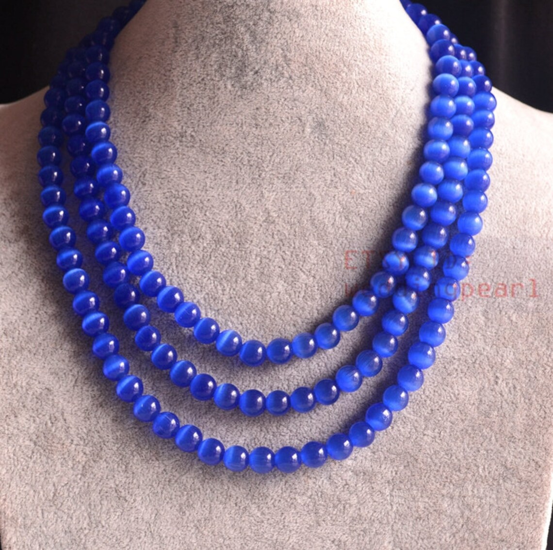 Blue Necklace Choker Necklace Statement Necklace Triple Etsy
