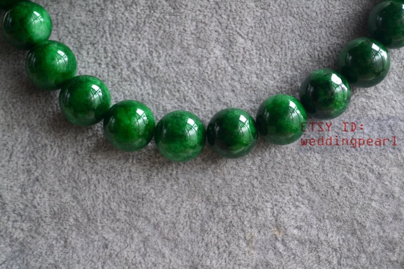 14 mm big dark green jade necklace, hand knotted beaded necklace, statement necklace, mother necklace, women necklace image 4