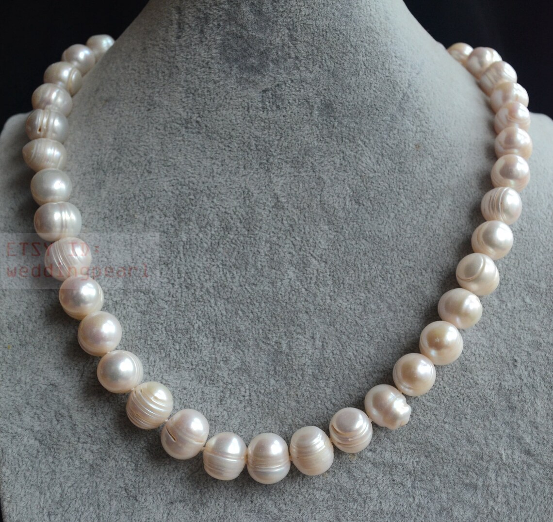 Collar de perlas blancas grandes collares de perlas reales Etsy