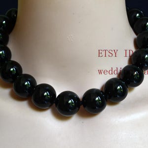 very big black agate bead necklace, 20mm black bead necklace, women necklace,men necklace, hand knotted each bead, statement necklace