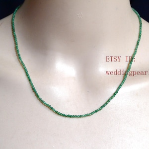 2.5mm small Green Aventurine necklace, tiny single strand green beaded necklace, natural green jade necklace, tiny round jade beads necklace