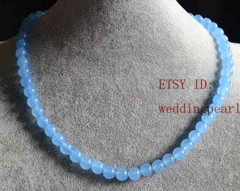 ブレスレット LESS IS MORE blue beads necklace Blue Translucent Graduated Bead Necklace 19