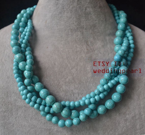Multi Bead Necklace 'Little Blue' Turquoise | ronasbeadsaboard