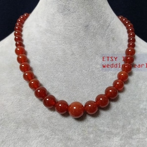 dark red agate gradually necklace, single strand dark red bead necklace, women necklace,statement necklace, dark red color necklace