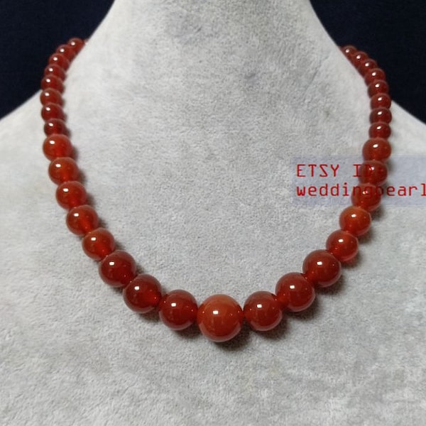 dark red agate gradually necklace, single strand dark red bead necklace, women necklace,statement necklace, dark red color necklace