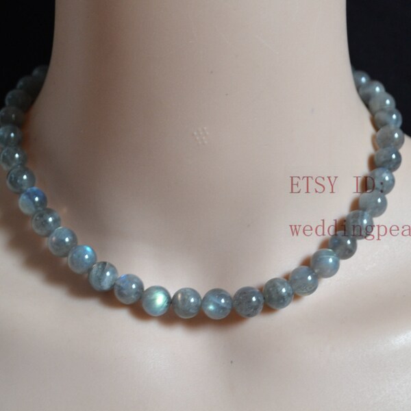 Square Beaded Ceramics Necklace in Grey Black