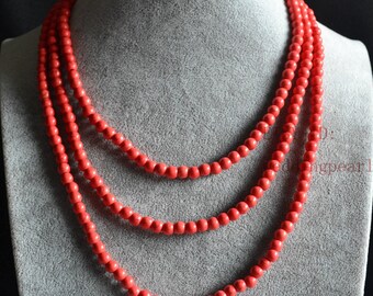 55 inches 6 mm orange turquoise necklace, single strand turquoise long necklace,orange statement necklace,man-made purple bead necklaces