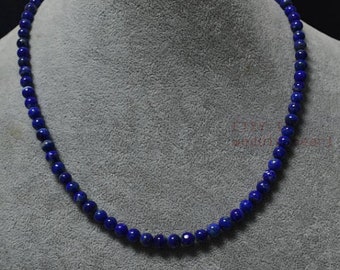 Natural lapis lazuli necklace, 6 mm blue bead necklace, semi precious stone necklace, real stone necklace,statement necklace, Gemstone