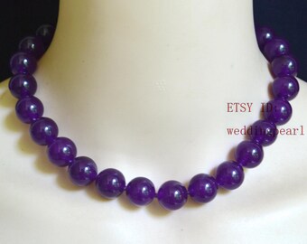 Lila Jade Halskette, Einzelstrang, Damen Schmuck