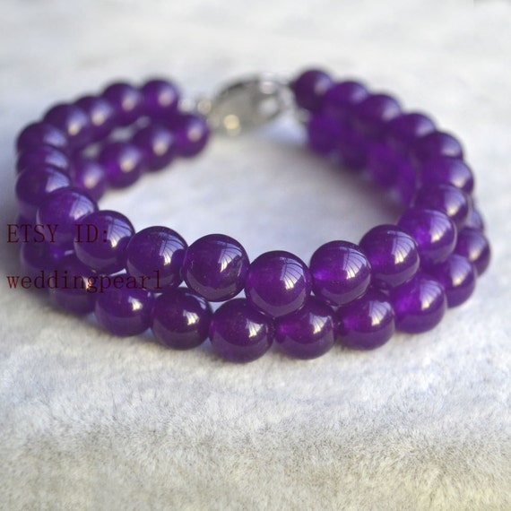 Dark purple bracelet 2 rows 8mm AAA dark purple jade Etsy