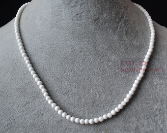 Einzelstrang 4 mm weiße Muschelkette, Blumenmädchen Halskette,Perlmuttkette,kleine weiße Perlenketten,Muschelkette,Blumenmädchen Halskette