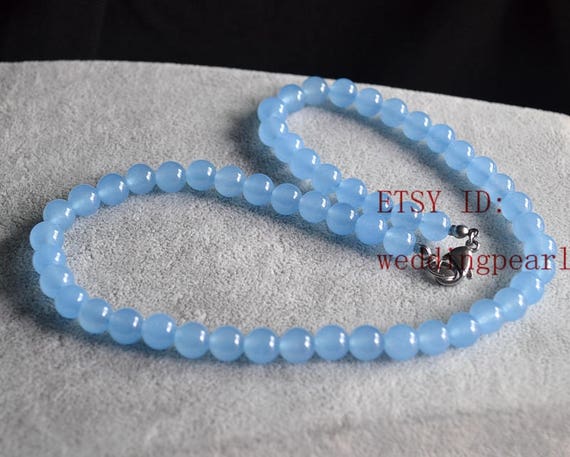 Necklace ancient Silver jade meaning - water drop blue chalcedony + shell +  925 Silver+ jade thread - Shop JadeGaze Necklaces - Pinkoi