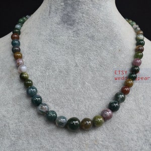 multi-color agate gradually necklace, single strand agate necklace, multicolor beaded necklace, statement necklace