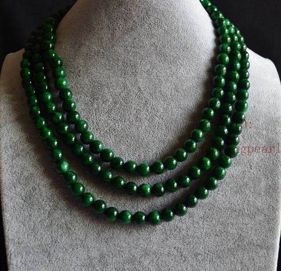 Collana di giada verde scuro, collana da sposa, collana verde