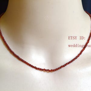 2 mm kleine rote Achat Halskette,kleine einzelne rote Perlen Halskette,Kinder Halskette,Blumenmädchen Halskette,Hochzeit Halskette