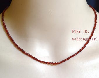2mm small red agate necklace,tiny single strand red bead necklace,kides necklace,children necklace,flower girl necklace,wedding necklace
