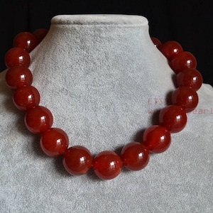 very big red agate bead necklace, 20 mm red bead necklace, women necklace,men necklace, hand knotted each bead, state necklace