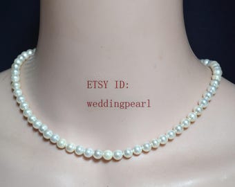 Collar de perlas blancas de 6 mm, gargantilla nupcial sencilla