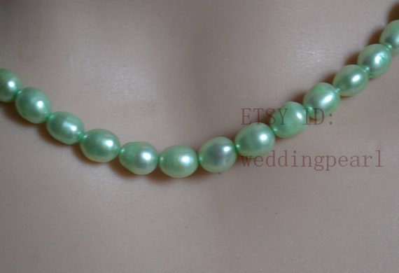 Green freshwater pearl necklace clearance
