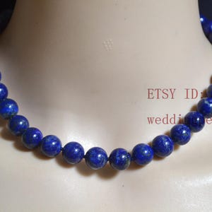 Large Natural Lapis Lazuli necklace, big navy blue bead necklace,semi precious stone necklace, sweet stone necklace, statement necklace