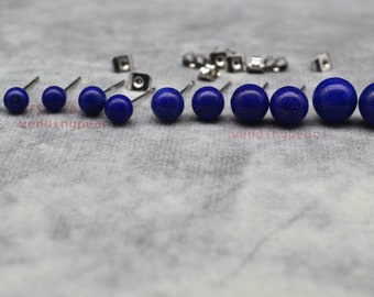 Natural Lapis Lazuli Stud Earrings, Nickel Free
