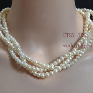 Real Pearl Necklaces, wedding necklace, ivory freshwater pearl necklace, jewelry necklace,twist pearl necklace, statement necklace