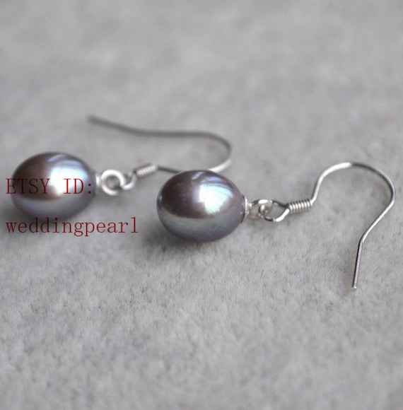 Dark grey pearl earrings deals