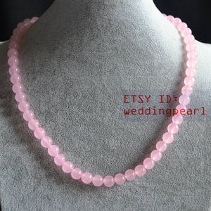 pink jade necklace, sing strand 8mm pink bead necklace, real jade, bridesmaid necklace, chindren necklace,women necklace,statement necklace