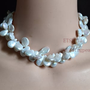 white pearl necklace, drop pearl necklace, teardrop pearl necklace, bridesmaid necklace, wedding necklace, statement necklace