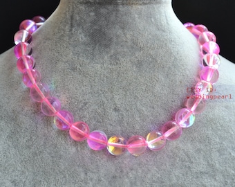 Pink glass deals necklace
