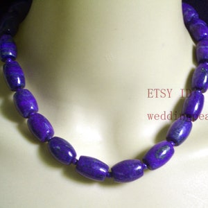 Big lapis lazuli necklace, 17 inch Large Bucket bead necklace,semi precious stone necklace,choker necklace,sweet stone necklace,mom necklace