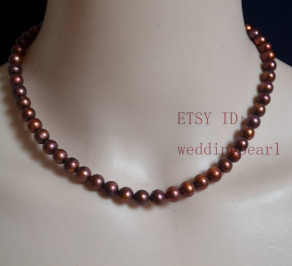 Brown pearl necklace discount