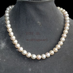 real pearl necklace, 9-9.5 mm freshwater pearl necklaces, genuine pearl beaded necklace, statement necklace, real Pearl necklace