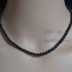 blue black pearl necklace, 5 mm Real freshwater pearl necklaces, women necklace, statement necklace, black small Pearl necklace