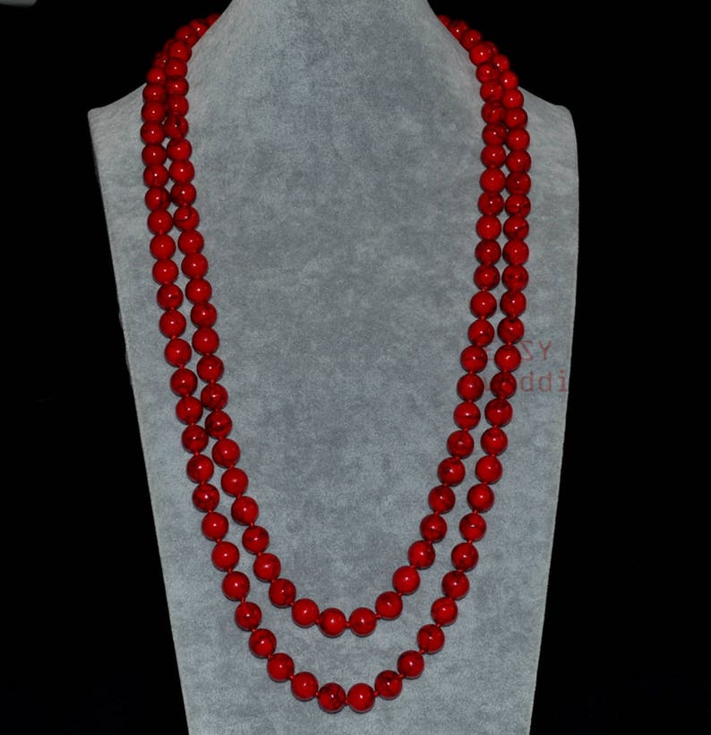 55 inches 10 mm red turquoise necklace single strand image 3