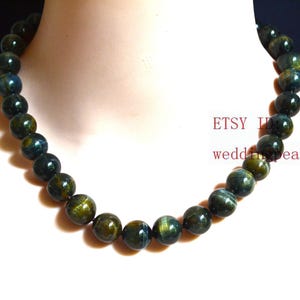 12mm Multicolor Tiger&#39;s eye Stone Necklace, Dark Color Tiger Eye Beads, men necklace, hand knotted each bead, statement necklace