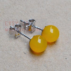 6.5mm stud yellow earrings,round yellow agate earrings,select size,swedding earrings,bridesmaid jewelry,yellow bead earrings, yellow earring