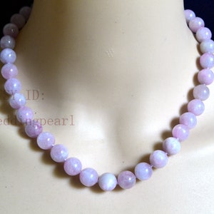 Natural kunzite Necklace, 8-12mm light purple beaded necklace, Lalic necklace, columnar beads, hand knotted each bead, statement necklace
