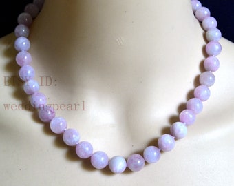 Natural kunzite Necklace, 8-12mm light purple beaded necklace, Lalic necklace, columnar beads, hand knotted each bead, statement necklace