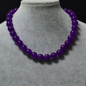 purple jade necklaces, 12mm purple stone necklaces,single purple bead necklace,round jade necklaces,mother necklace,wedding jewelry