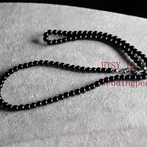 4 mm svart agathalsband, liten pärlsträng bild 3