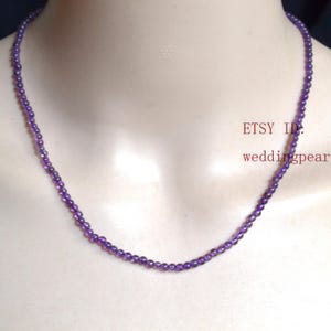 3.5-4mm Amethyst necklace, single strand small purple stone beaded necklace, statement necklace, real small amethyst necklac
