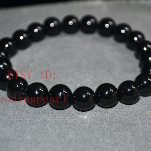 black agate bracelet, 8mm AAA black onyx bracelet, black beaded bracelet, black bracelets, men bracelet, stretchy bracelet, yoga bracelet
