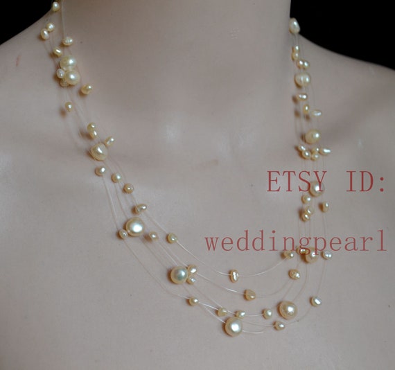 Pale Pink Illusion Necklace Floating 
