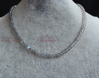 6mm AAA real gray moonstone necklace, gray color single strand moonstone necklace, statement necklace, gray bead necklace